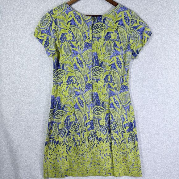 Rabbit Designs Dress Womens Sz 10 Blue Green Floral Print Round Neck Sleeveless - Picture 2 of 12